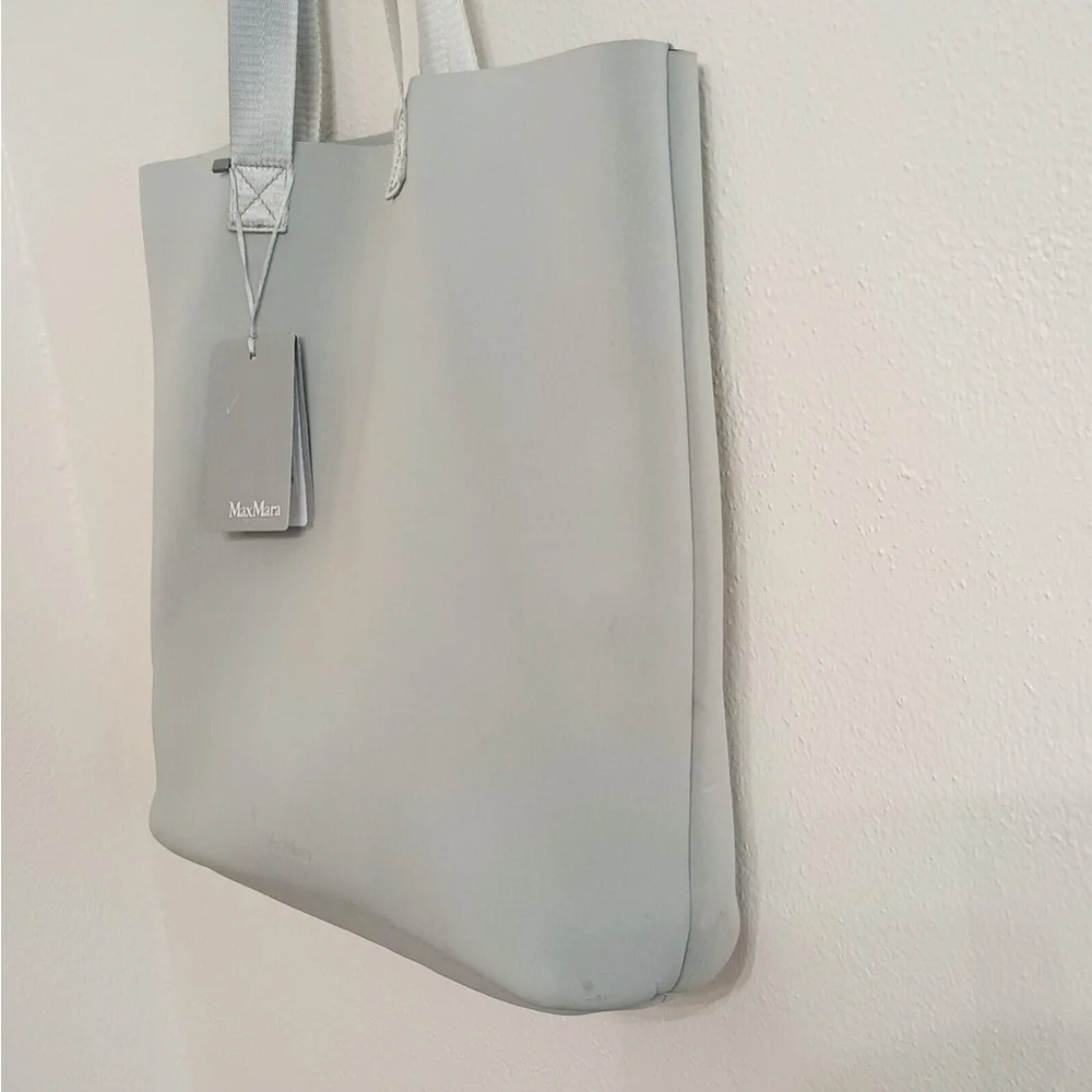 NWT Max Mara Palizzo Light Gray Foam Fabric Tote Handbag Shop Bag READ - Picture 3 of 13
